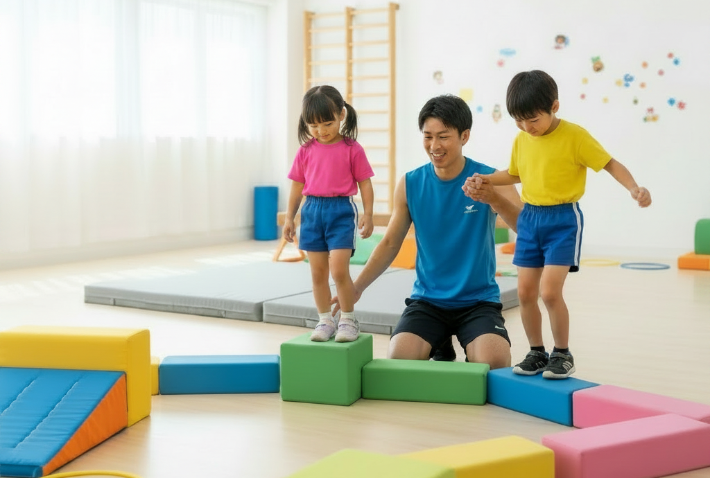 笑顔で体を動かす子どもたちの様子